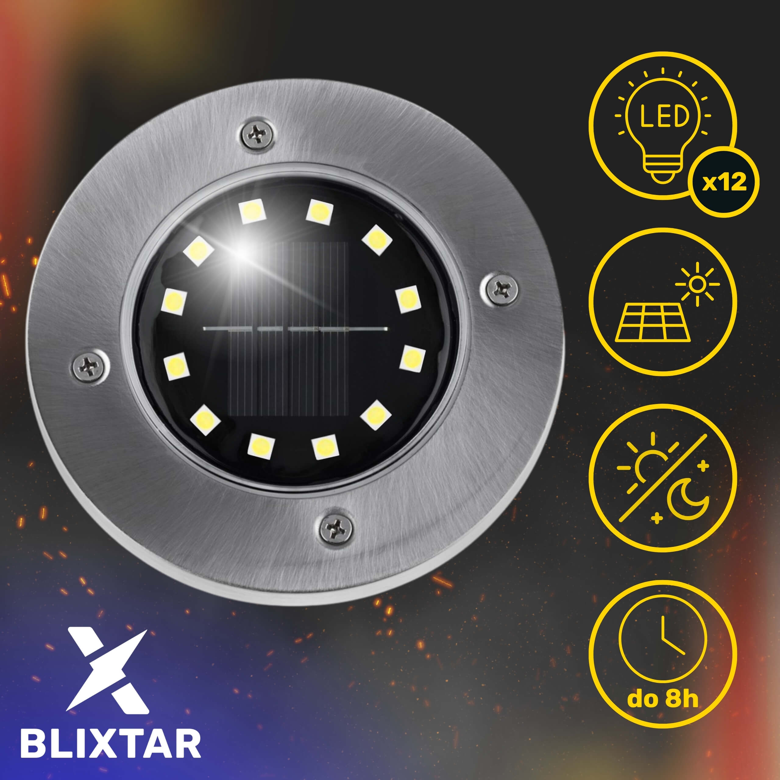 Zestaw 8 Solarnych Lampek LED Gruntowych Wbijanych Najazdowych Wodoodpornych do Ogrodu - 3