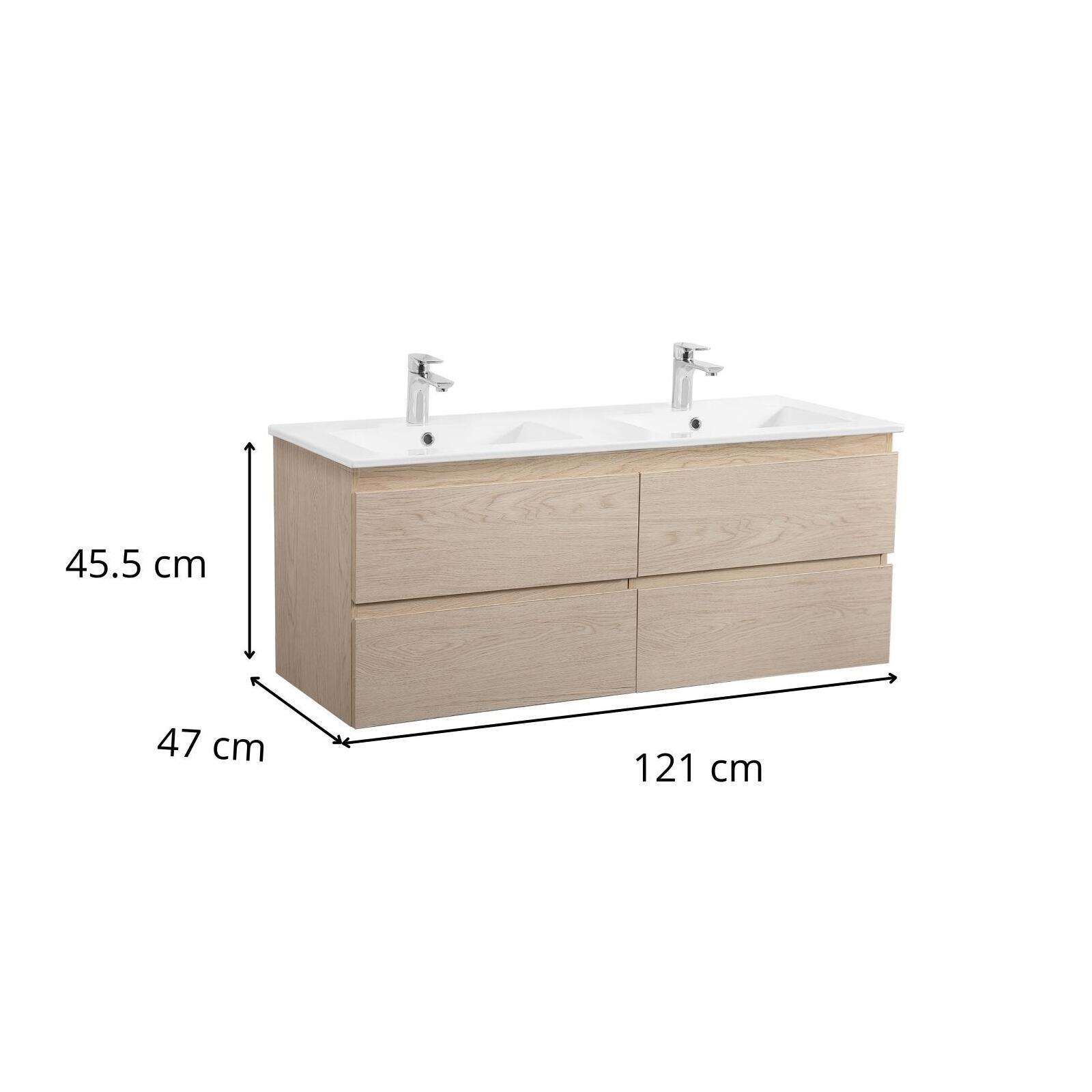 Meuble double vasque SORRENTO suspendu avec plan céramique 120cm - 3