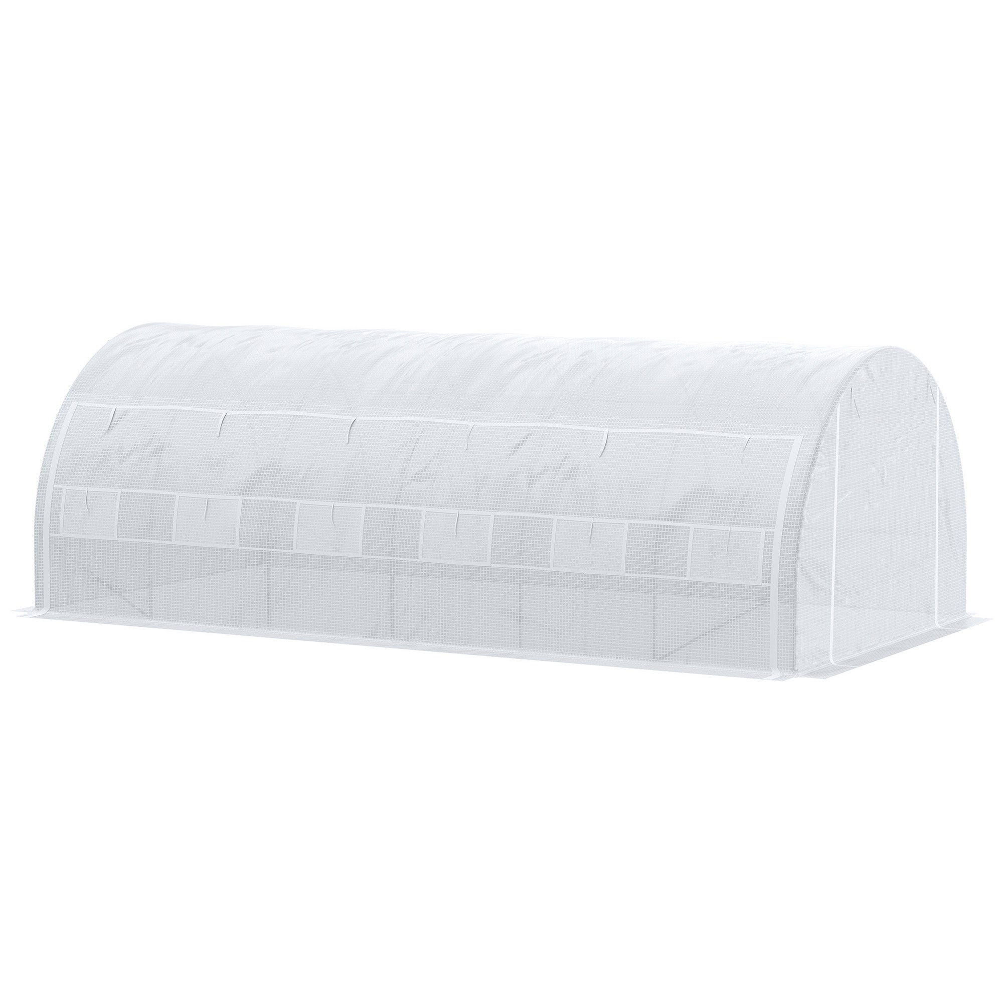Serre de jardin 18m² 6x3x2m, portes et parois zippées, 12 fenêtres, PE 140g/m² anti-UV, acier, blanc, pour potager - 2