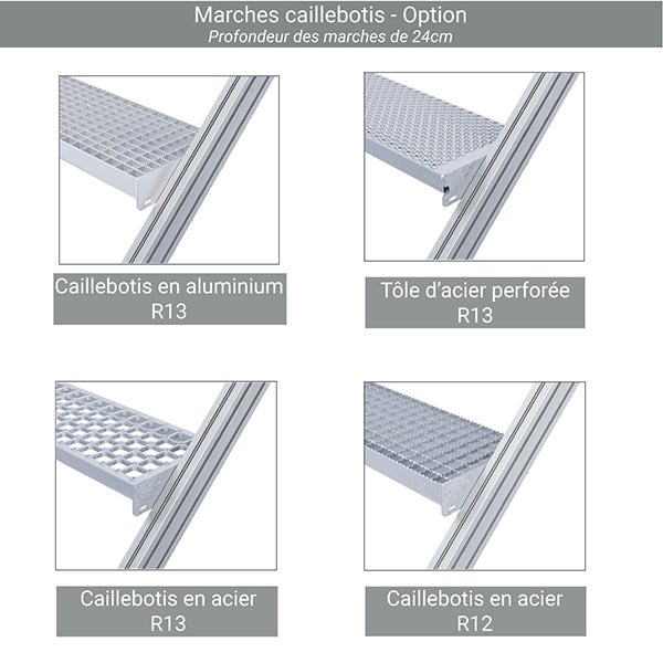 Escalier industriel 9 marches - Hauteur à franchir 2.25m - Inclinaison 60° - Main-courante à gauche - 22100809 - 6