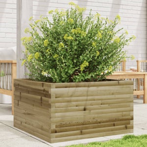 Jardinière En Bois De Pin Imprégné 60x60x49,5 Cm - Bac à Fleurs D'extérieur, Pour Terrasse, Jardin - Assemblage Requis, Aspect Rustique