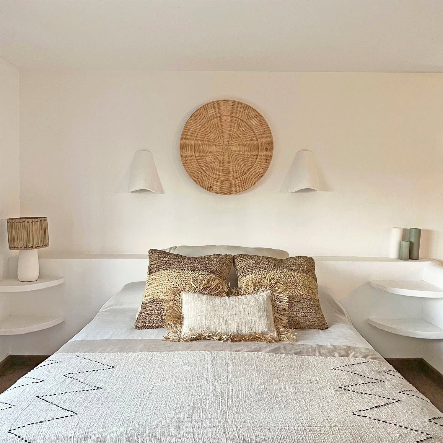 Décoration murale en rotin beige 70 cm - 5