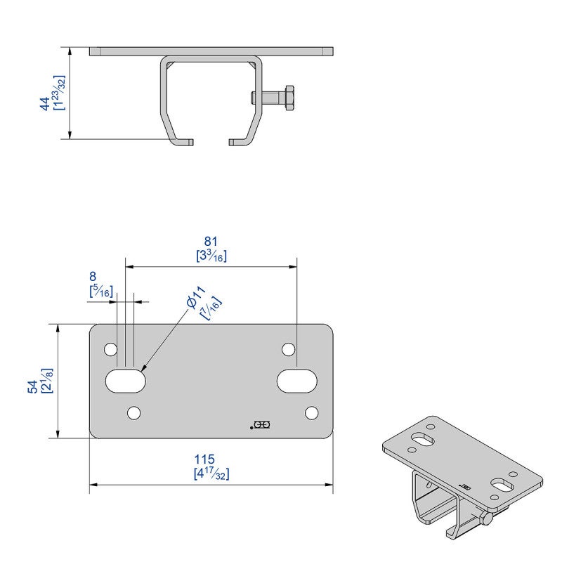 Support enveloppant en INOX 304L pour fixation au plafond d'un rail SLID'UP SU2067 et SU2068 - 200 kg - 2