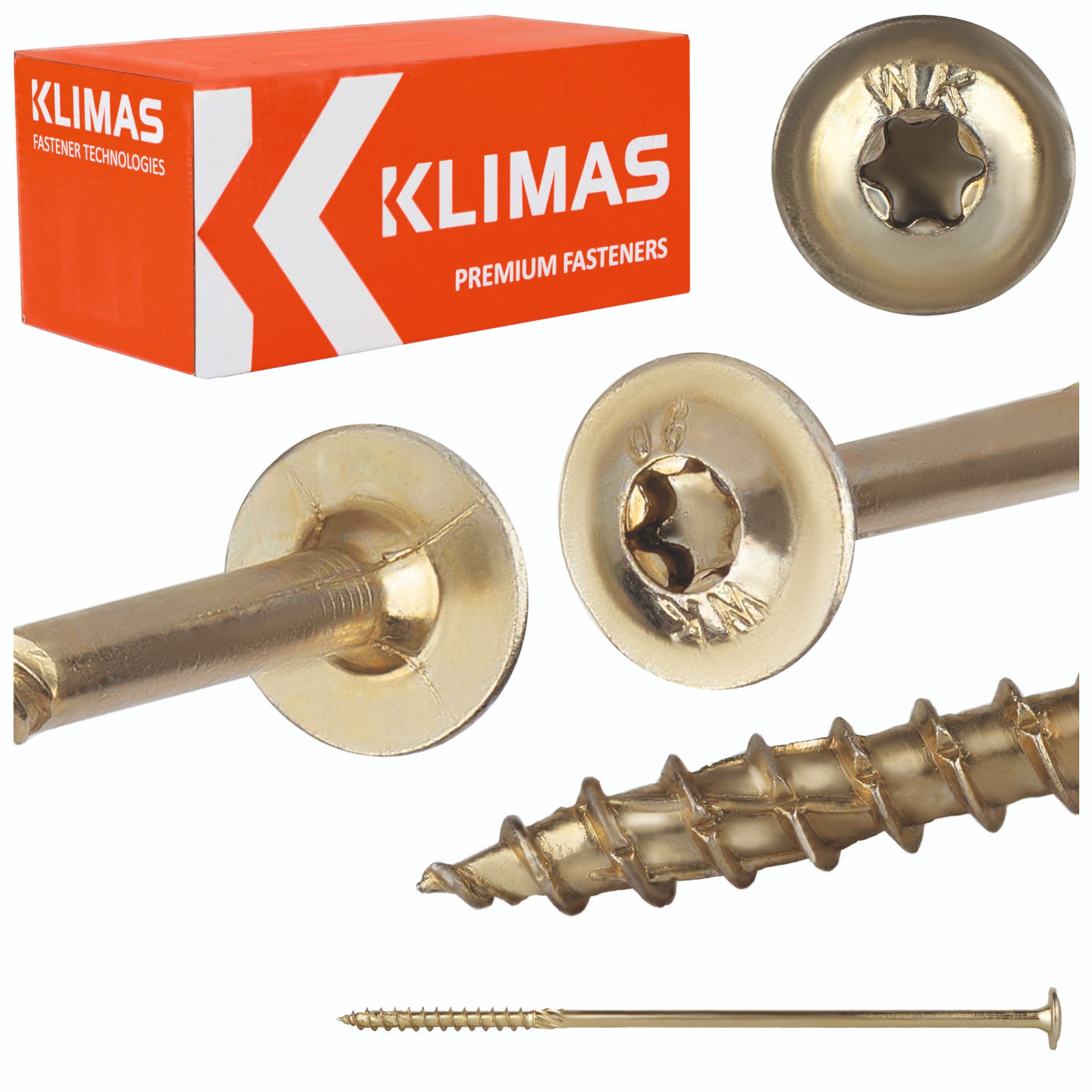 Wkręty ciesielskie Klimas WKCP 10x280 mm do drewna z łbem talerzowym 25szt