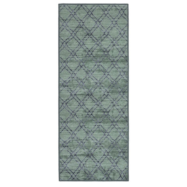 Dywan uniwersalny antypoślizgowy Vita 80x200 cm chodnik dywanowy do kuchni na korytarz do pokoju Romby zielony