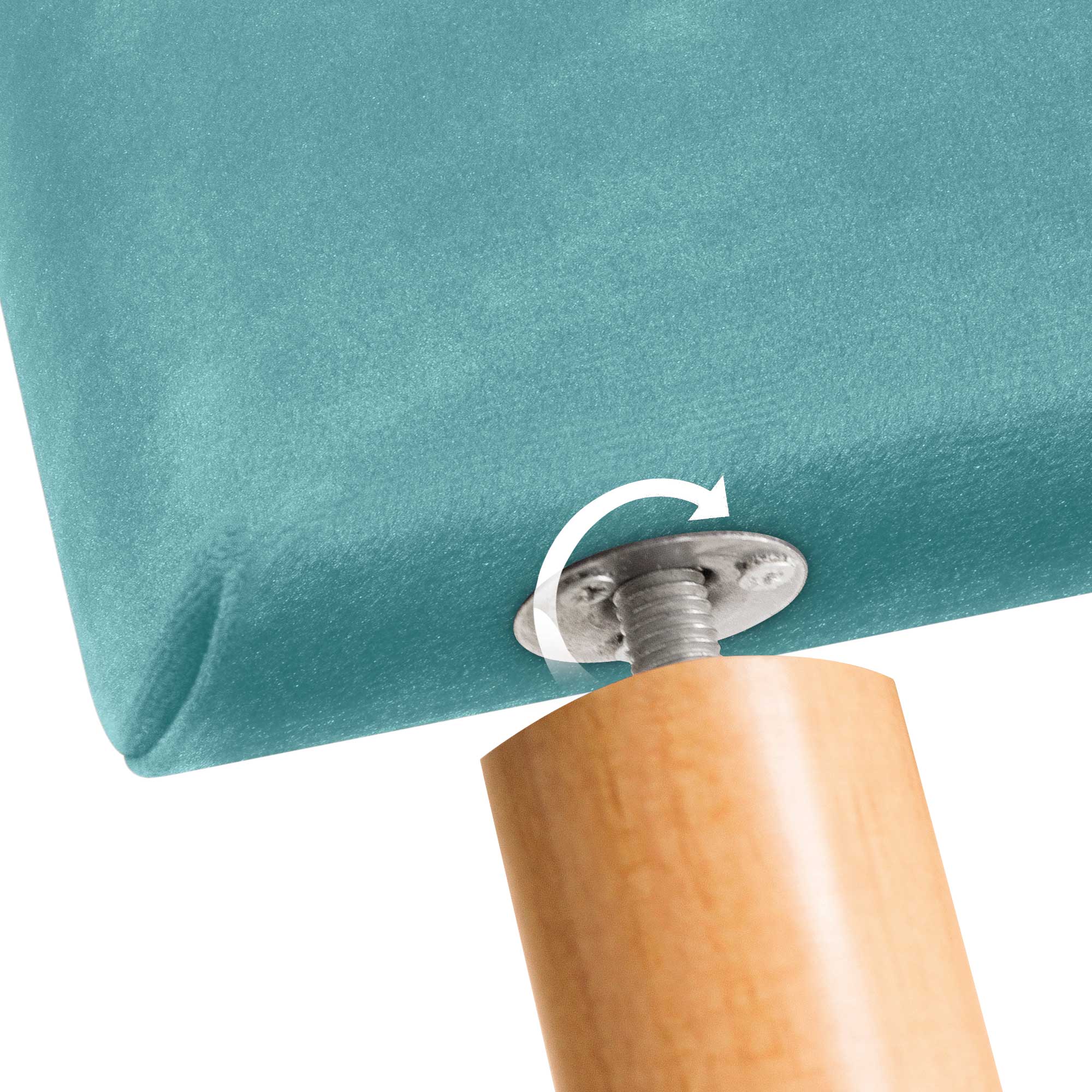 DHOME Testiera in velluto liscio con bottoni e gambe alta gamma moderna testiera imbottita per letto di lusso camera da (Turquoise, 95x115cm) - 6