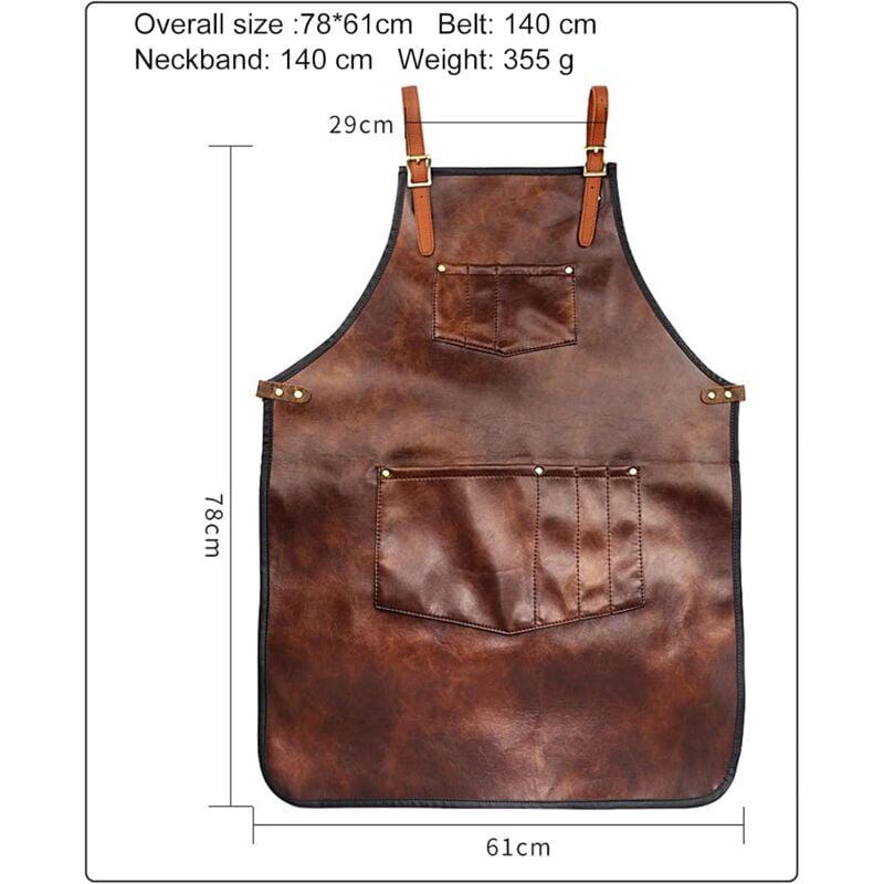 Tablier de chef pour hommes femmes tablier en cuir imperméable avec poches sangles croisées pour cuisine barbecue cuisine barbier Barista tablier - 2