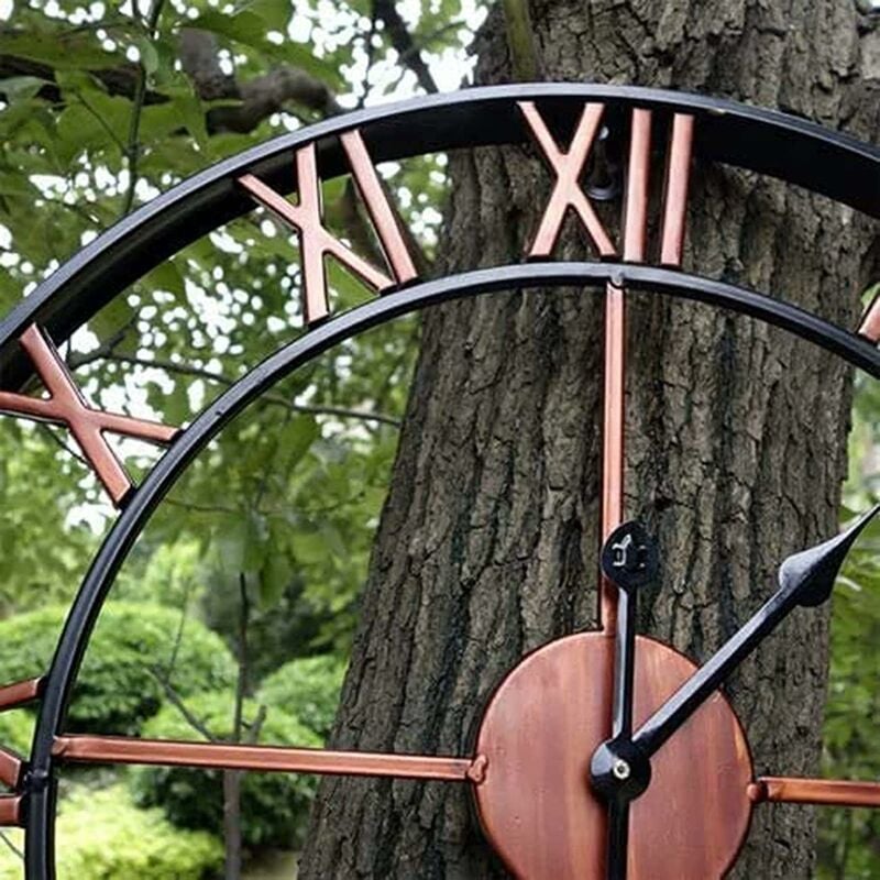 Horloge de jardin (cuivre),40 cm Horloge murale de jardin d'extérieur Grands chiffres romains Horloge de jardin Horloge en fer d'extérieur Horloge - 2