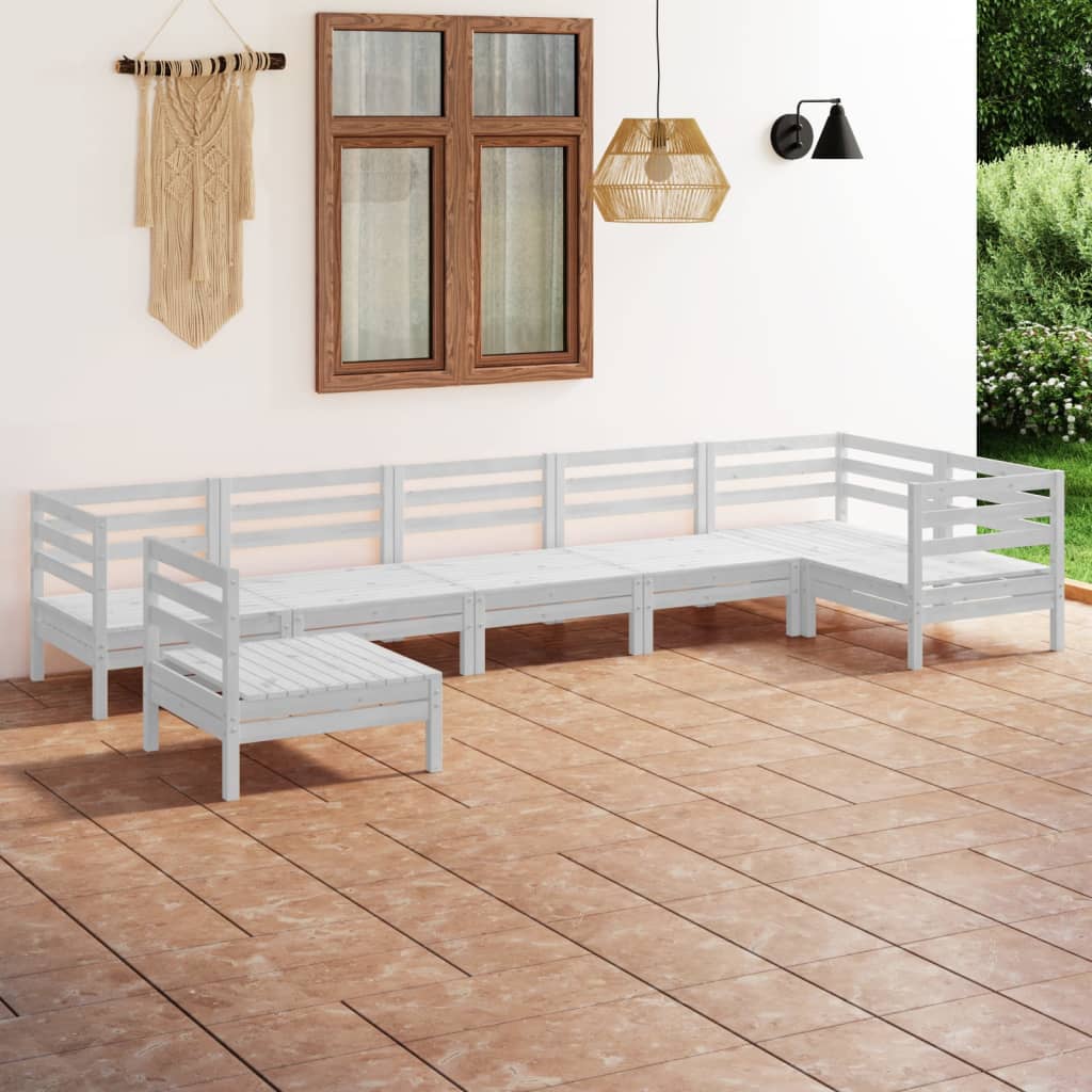 Salon bas de jardin en Bois Blanc 7 personnes - 2