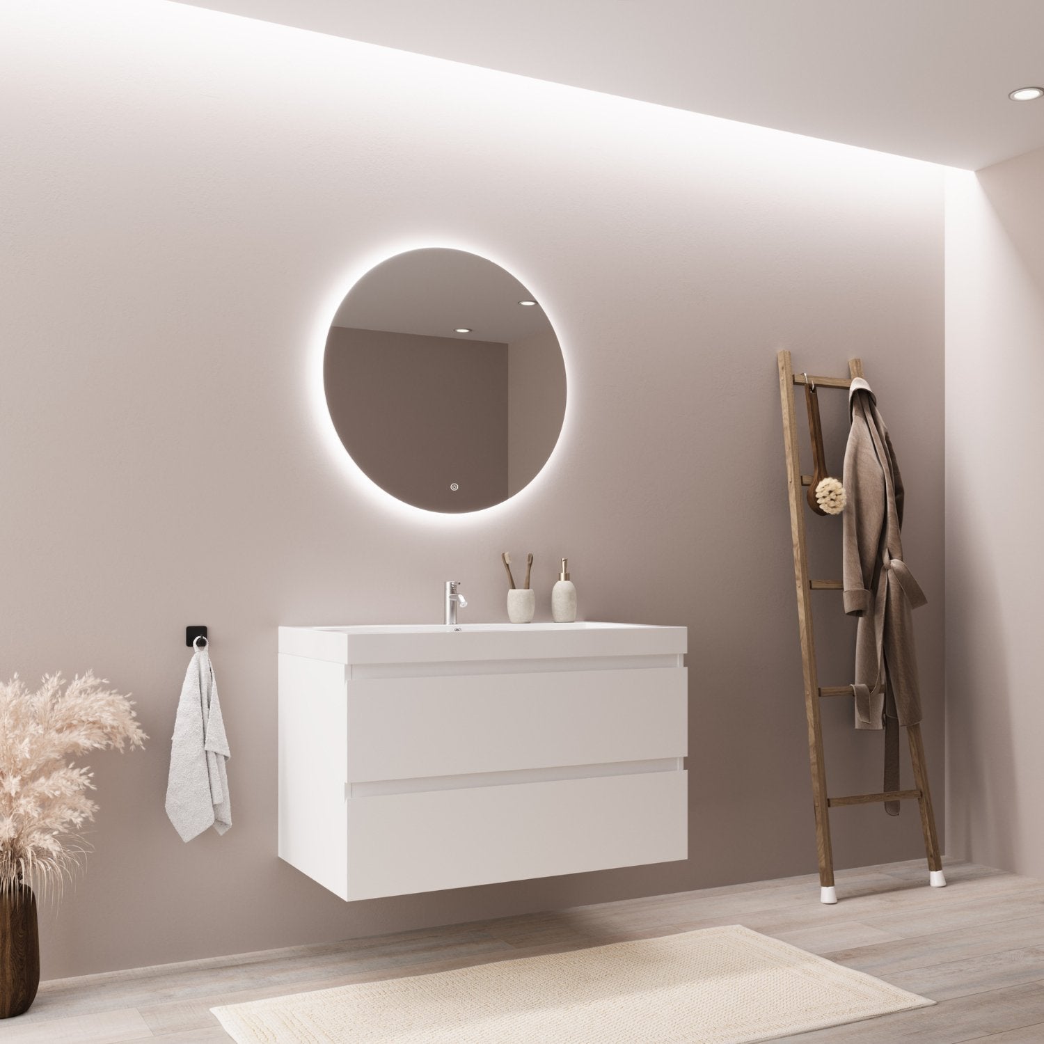 LOMAZOO meuble de salle de bain Monaco blanc brillant - 80cm - 9