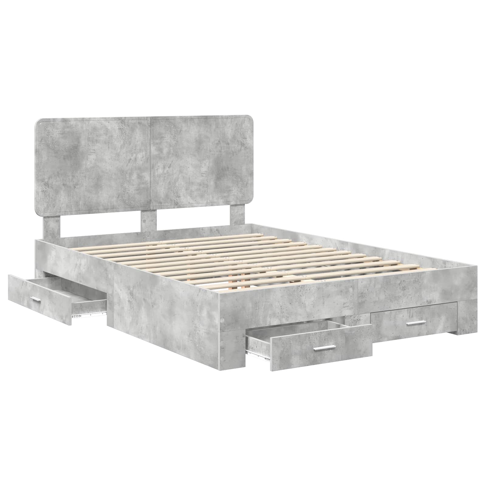 Cadre de lit gris béton 160 x 200 cm panneau de bois - 5