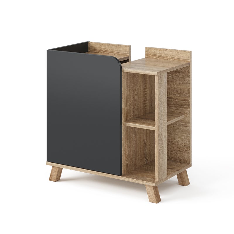 Vicco Szafka pod umywalkę Karen, Sonoma/antracyt, 60 x 65 cm z drzwiami i otwartymi przedziałami
