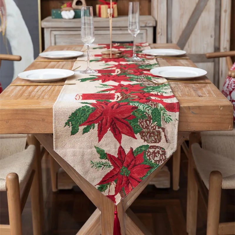 🎄 Camino De Mesa Rojo Tartán Noche Quemada - Navidad - 220cm X 26cm - Petradesigns
