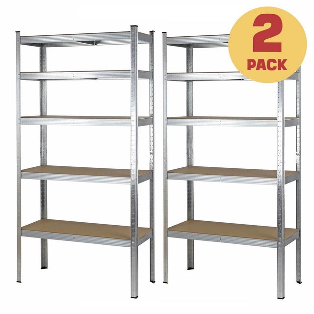Set da 2 scaffale in metallo bianco con 5 ripiani da 875 kg