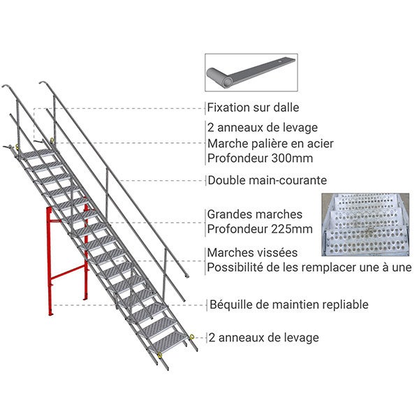 Escalier 18 marches - Hauteur à franchir max. 4.16m - SAFETY-STAIRS2/18 - 3