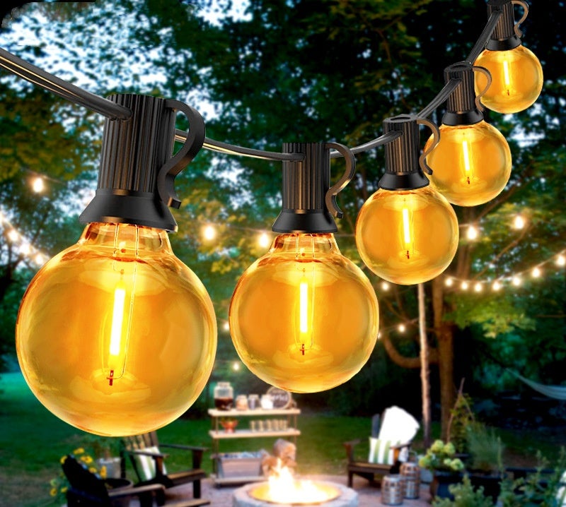 30M Girlanda Światełek Ogrodowych Guinguette LED z 50 Żarówkami E12 G40 z Wodoodpornego Plastiku, Girlanda do Ogrodu, Na Dziedziniec, Patio