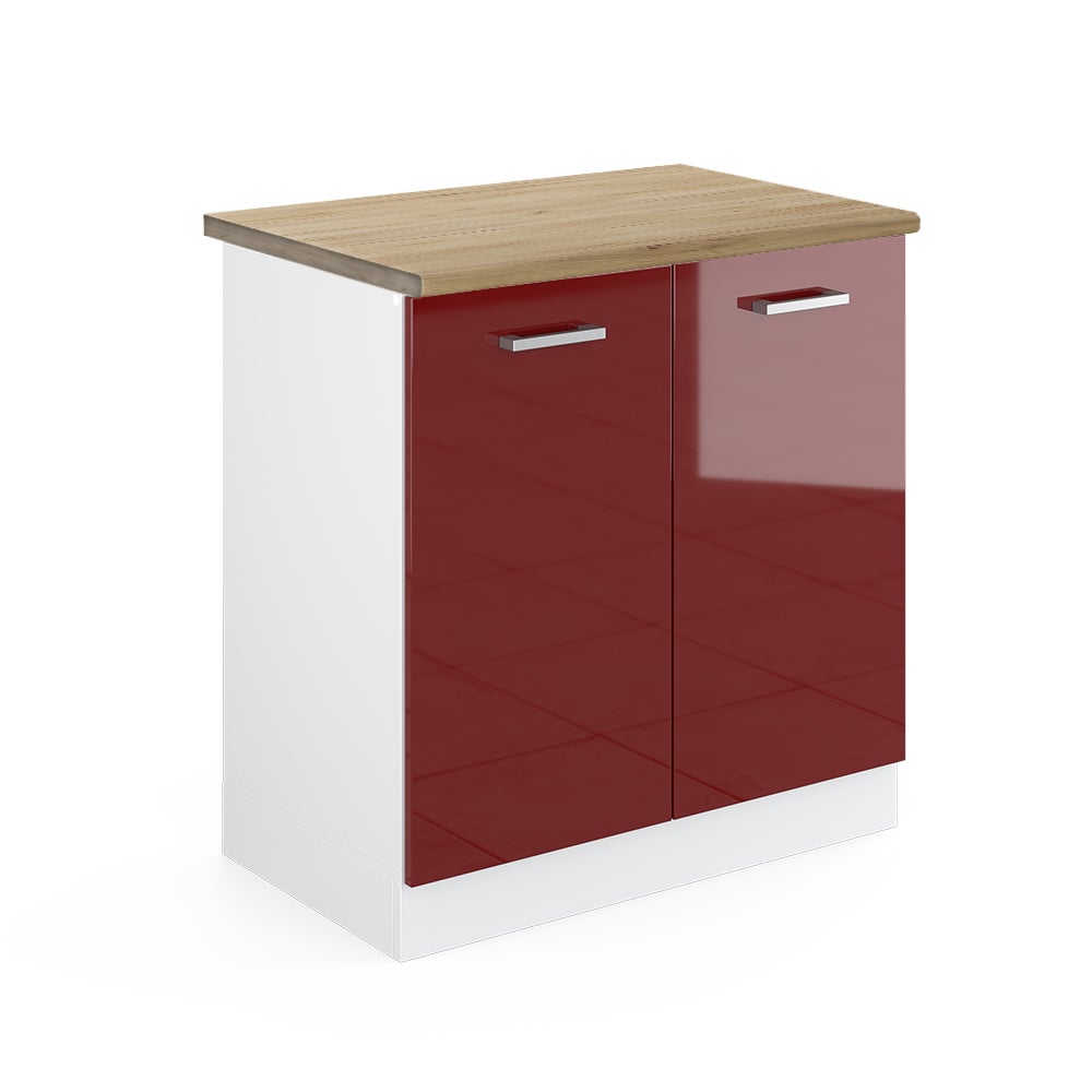 Vicco Szafka pod zlew R-Line, Czerwony połysk, 80 cm , BP Dąb