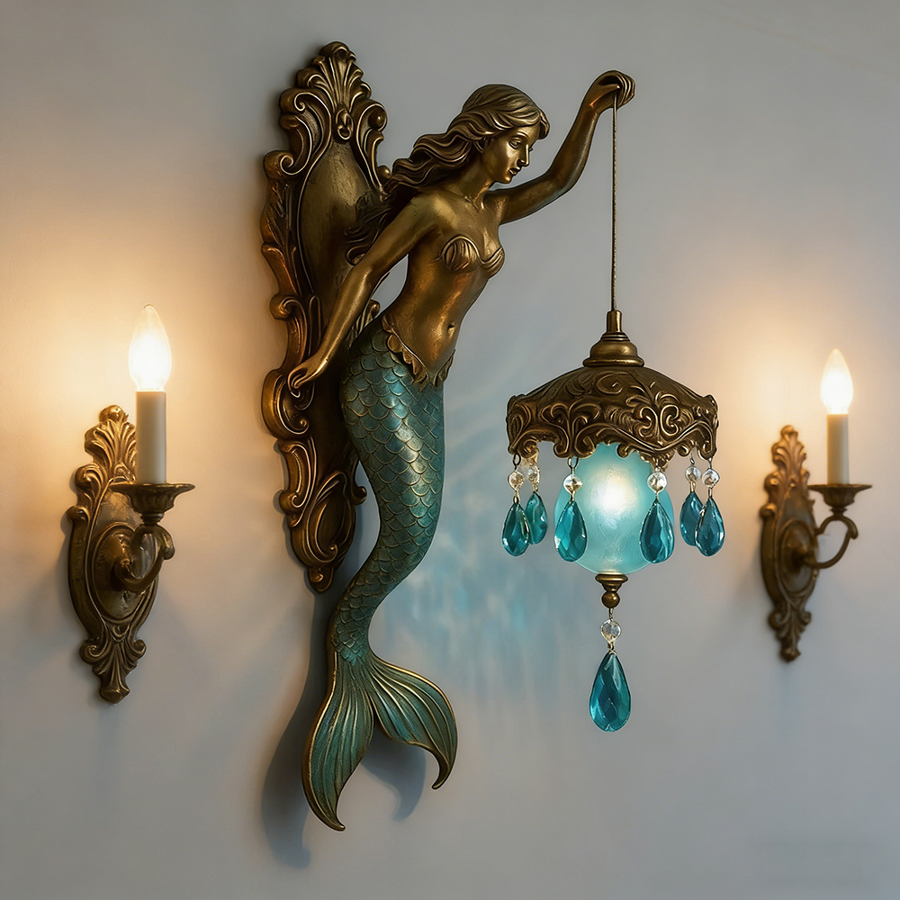 Bomclap  Lámpara De Pared De Sirena, Lámpara De Mesita De Noche Vintage, Pequeña Luz Nocturna Artística, Lámpara De Sirena De Resina, Luz Cálida , Leroy Merlin