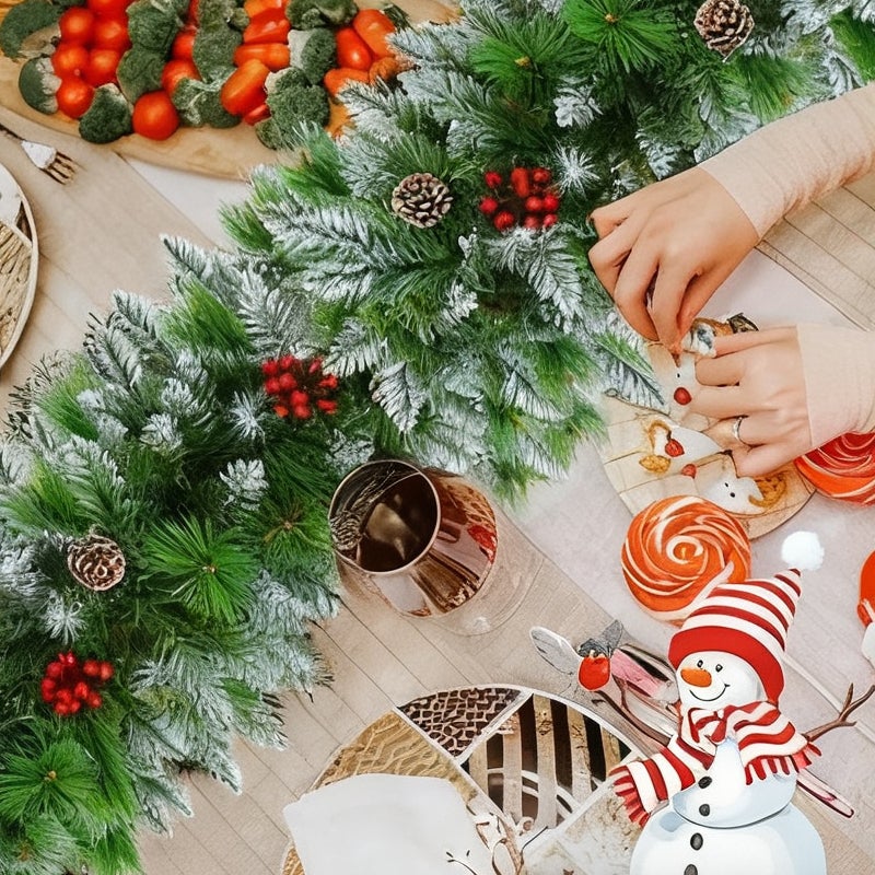 Guirlande De Cèdre Artificiel Pour Noël - Longueurs 150/180/270 Cm, Déco Porte, Cheminée, Extérieur - 12