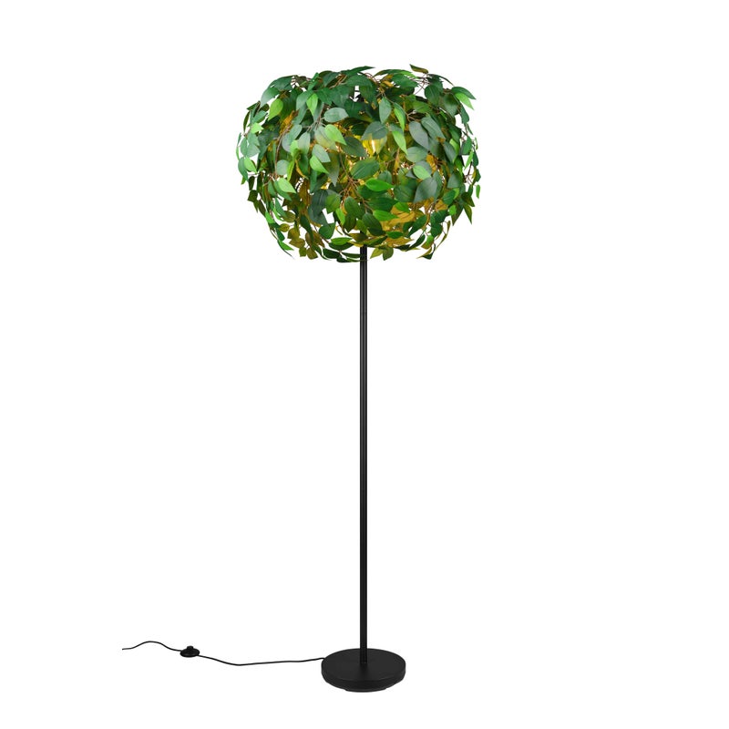 Lampa podłogowa stojąca Leavy zielono-czarna 3xE14x28W wym: 180 x 70 x 70 cm tworzywo sztuczne RL