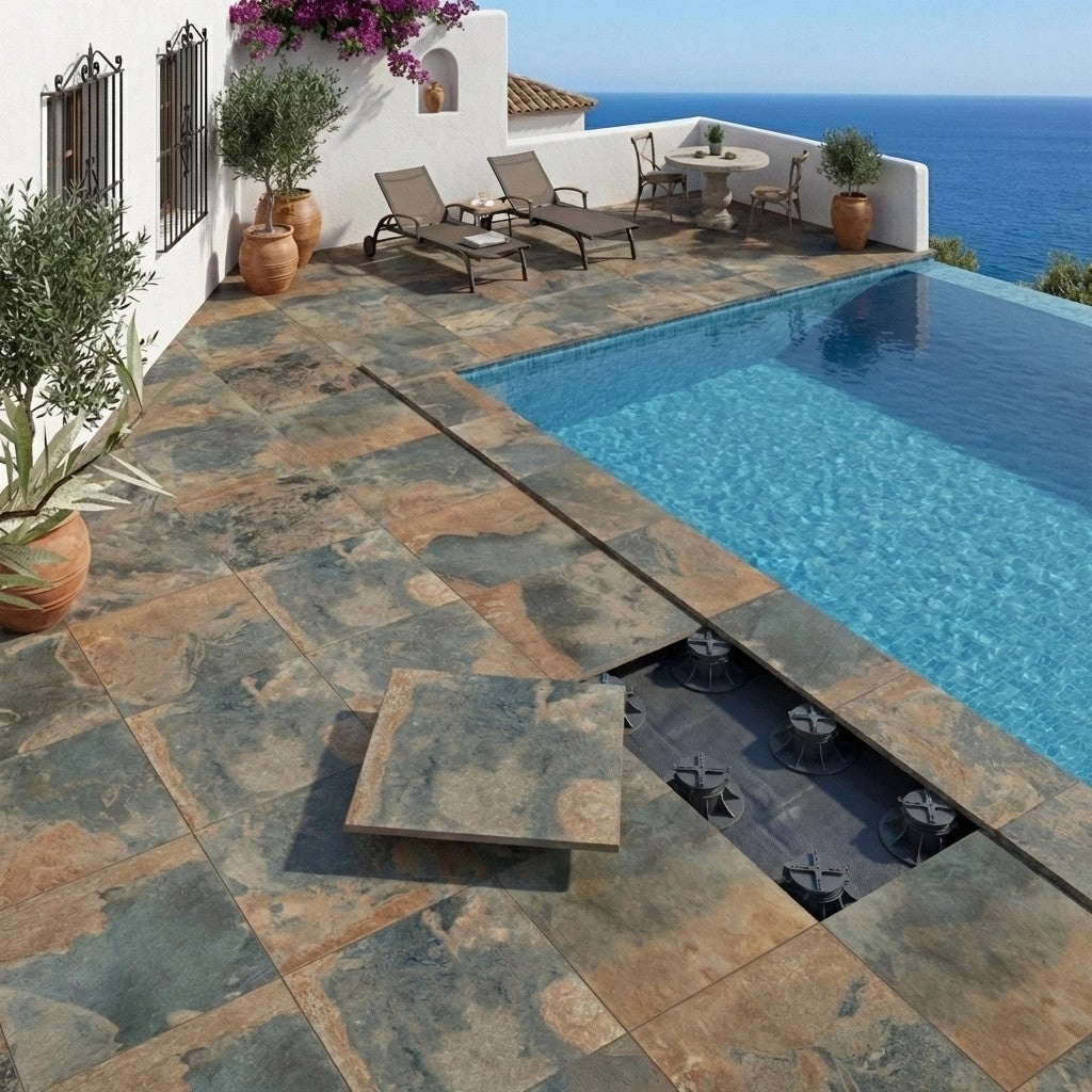 Dalle extérieur sur plots Chateau 2.0 Nuit R11 60x60 cm - Réflex Boutique - 3