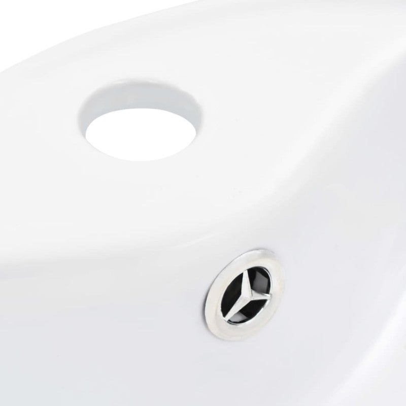 Lavabo avec trop plein 36x13 cm Céramique Blanc - 5