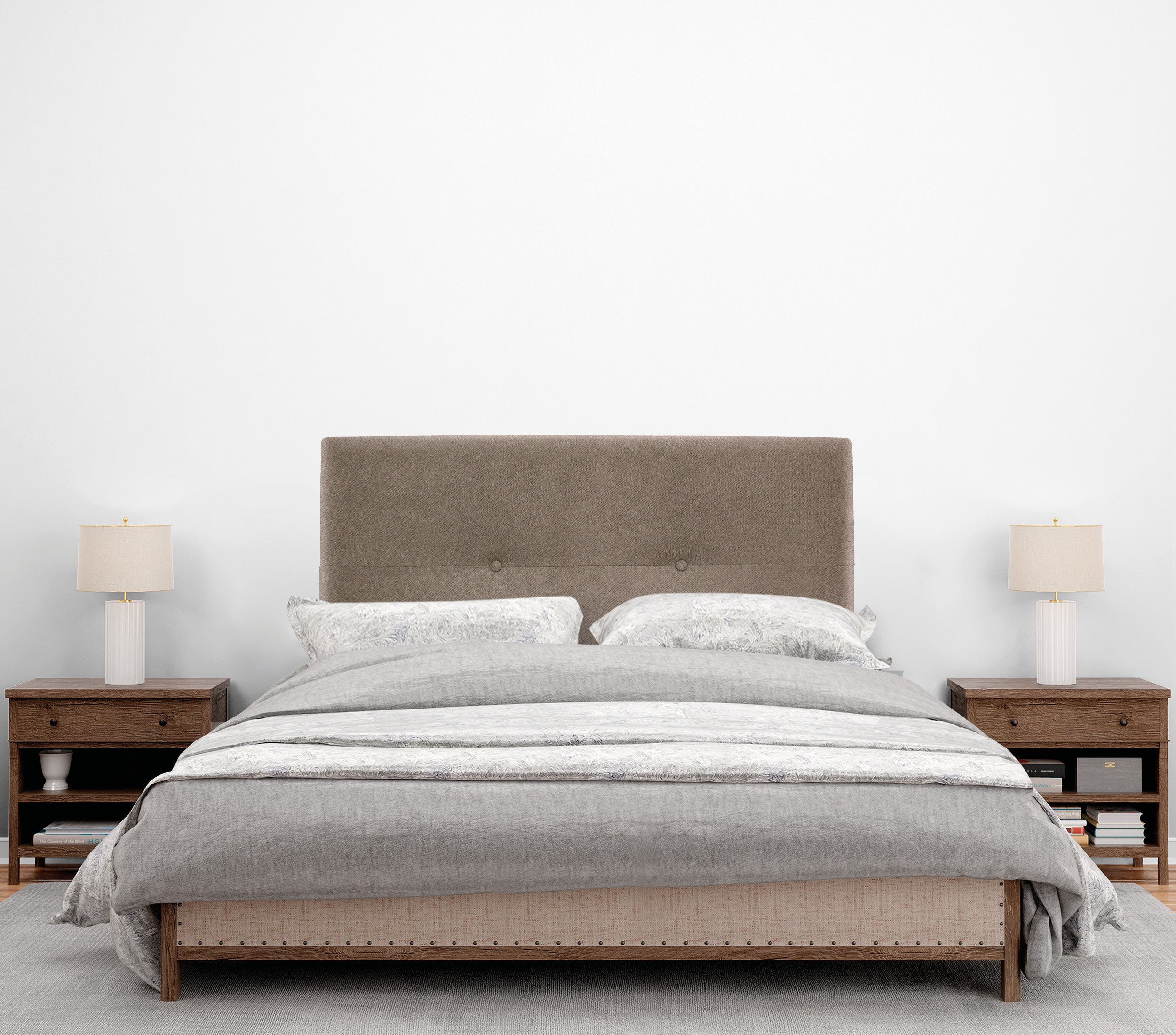 DHOME Tête de lit en tissu Aqualine avec Boutons 90x50cm Lits 80/90 - Terre - 6