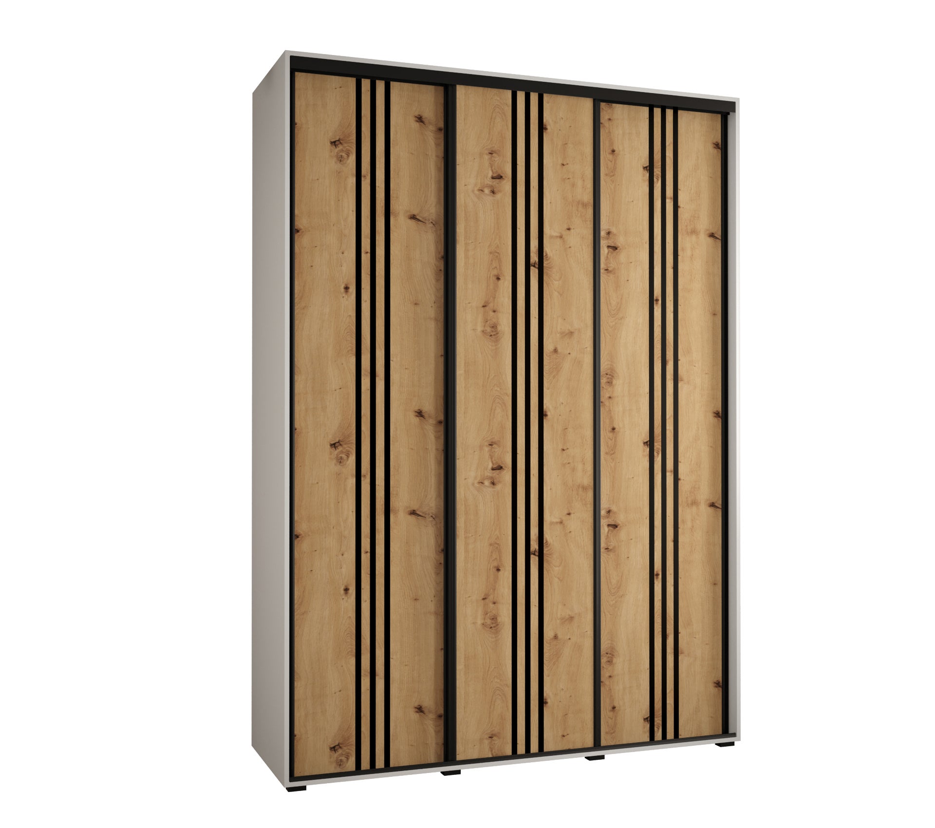 Szafa przesuwna wysoka Davos 6 180 x 60 x 235,2 cm biały + artisan + u. czarny - Abiks Meble