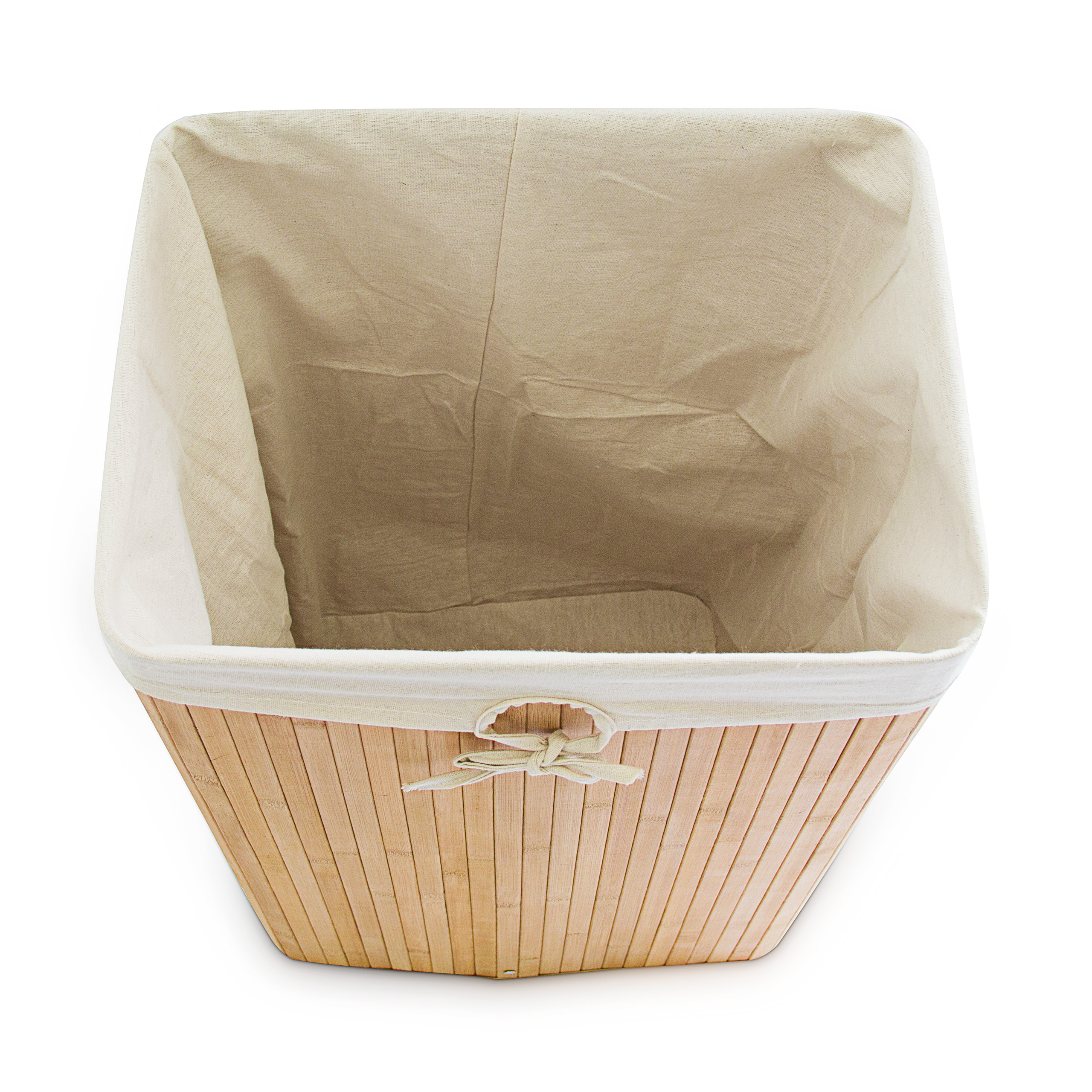 Panier à linge bambou, corbeille linge pliante, 83L, sac intérieur coton, 65,5 x 43,5 x 33,5 cm, nature, Relaxdays - 5