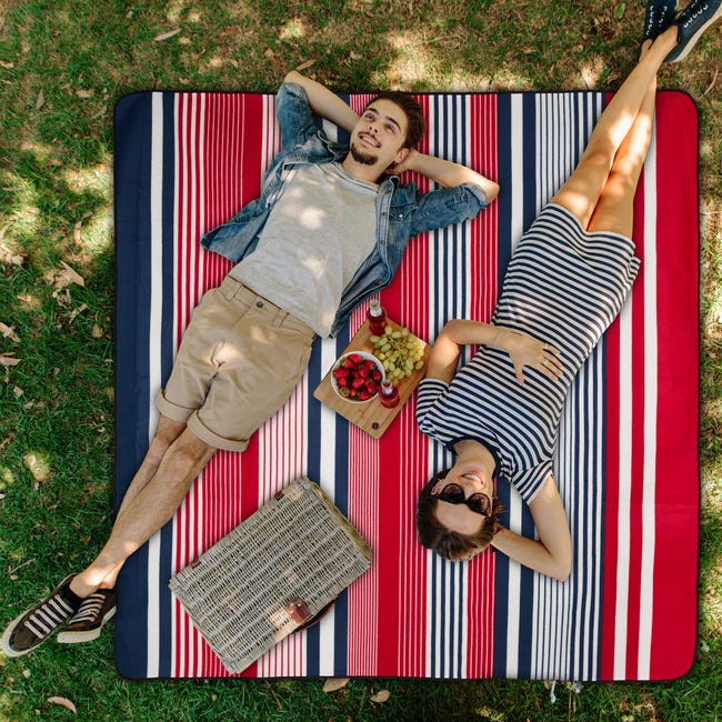 Couverture Pique-Nique Imperméable 200x200 Cm Anti-Sable Pliable Avec Poignée - Idéal Plage Et Camping