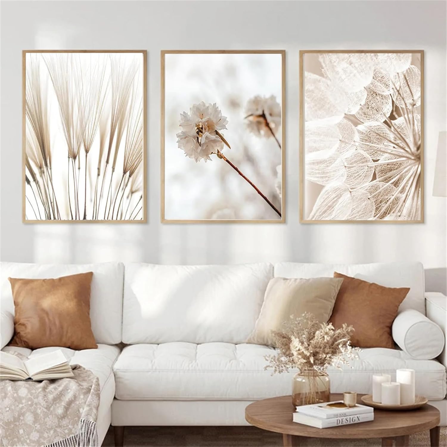 Conjunto de 3 pósteres modernos de estilo bohemio con motivos de hierba de la Pampa, decoración para salón, dormitorio, arte de pared, sin marco (40 - 3