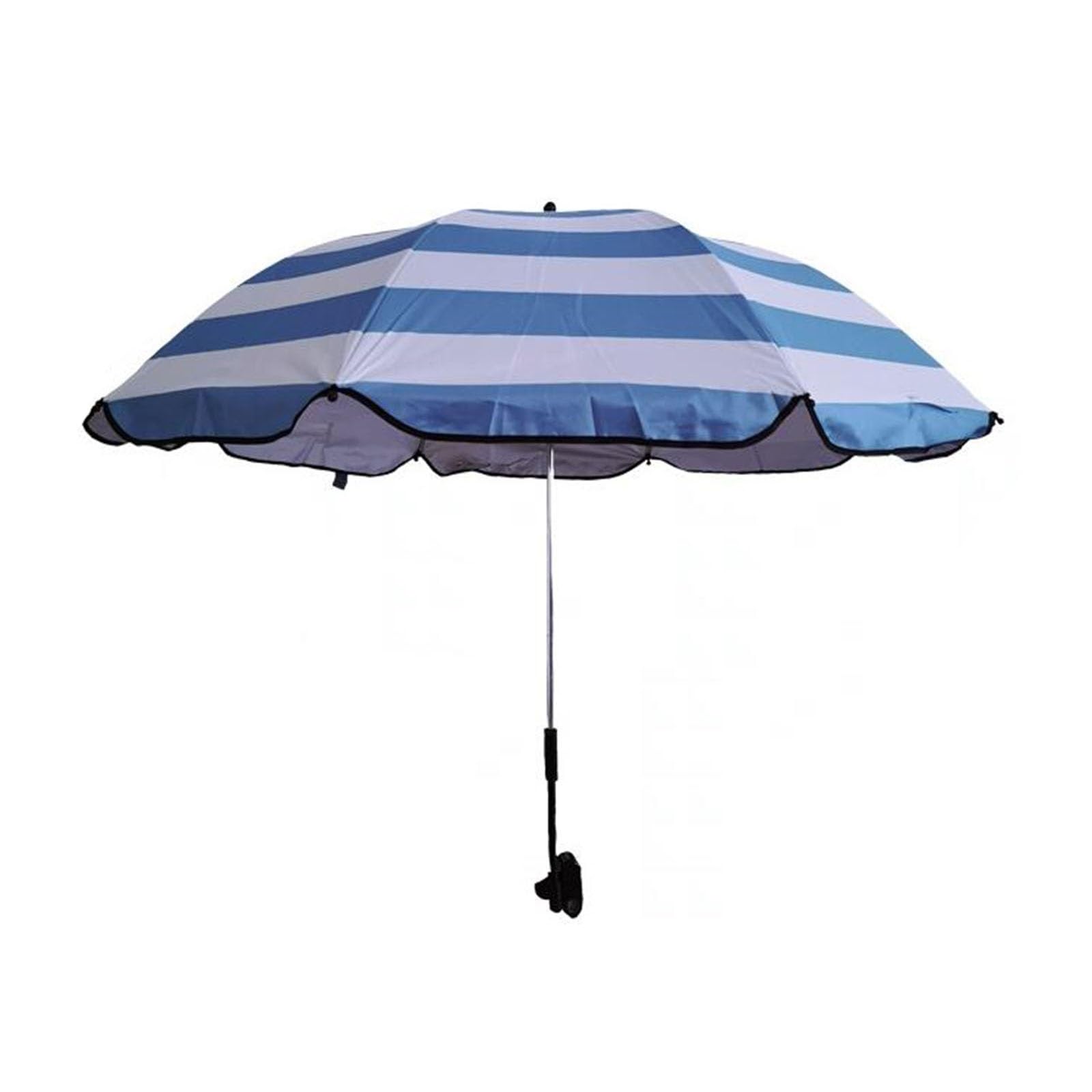 Parasol plażowy z uniwersalnym klipsem, regulowany parasol 360°, parasol z klipsem do patio, wózków inwalidzkich, wózków golfowych – w paski