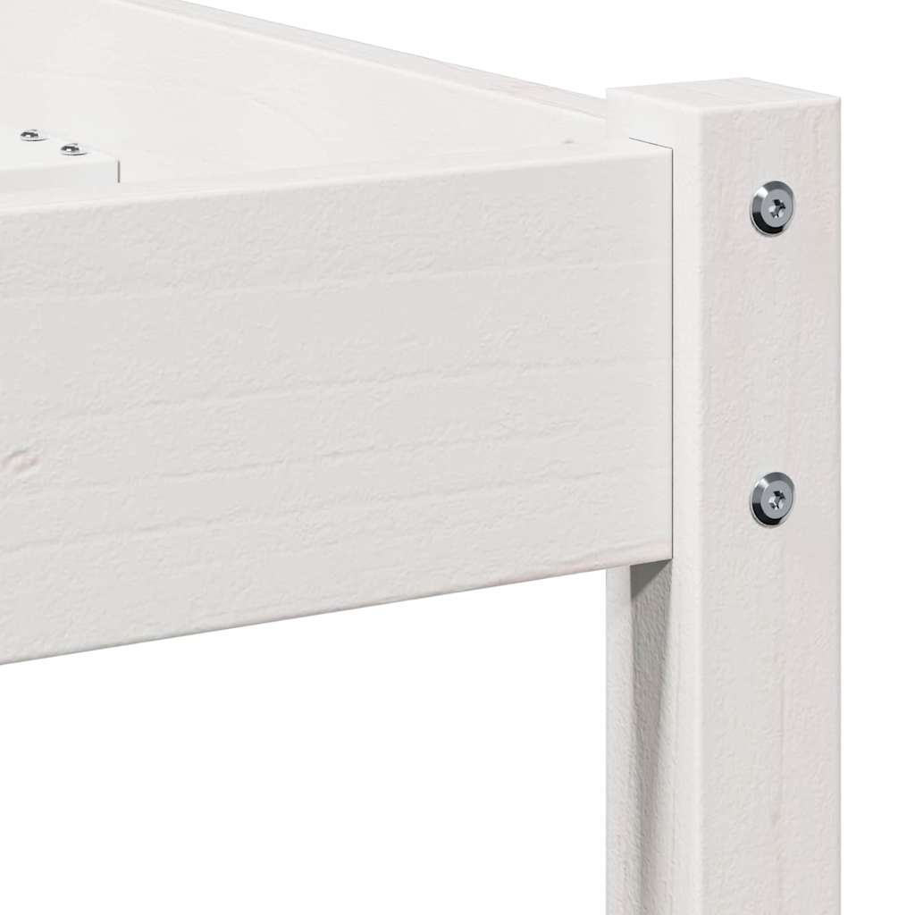 Cadre de lit blanc en bois de pin massif pour la chambre, 225,5 × 205,5 × 69,5 cm - 7