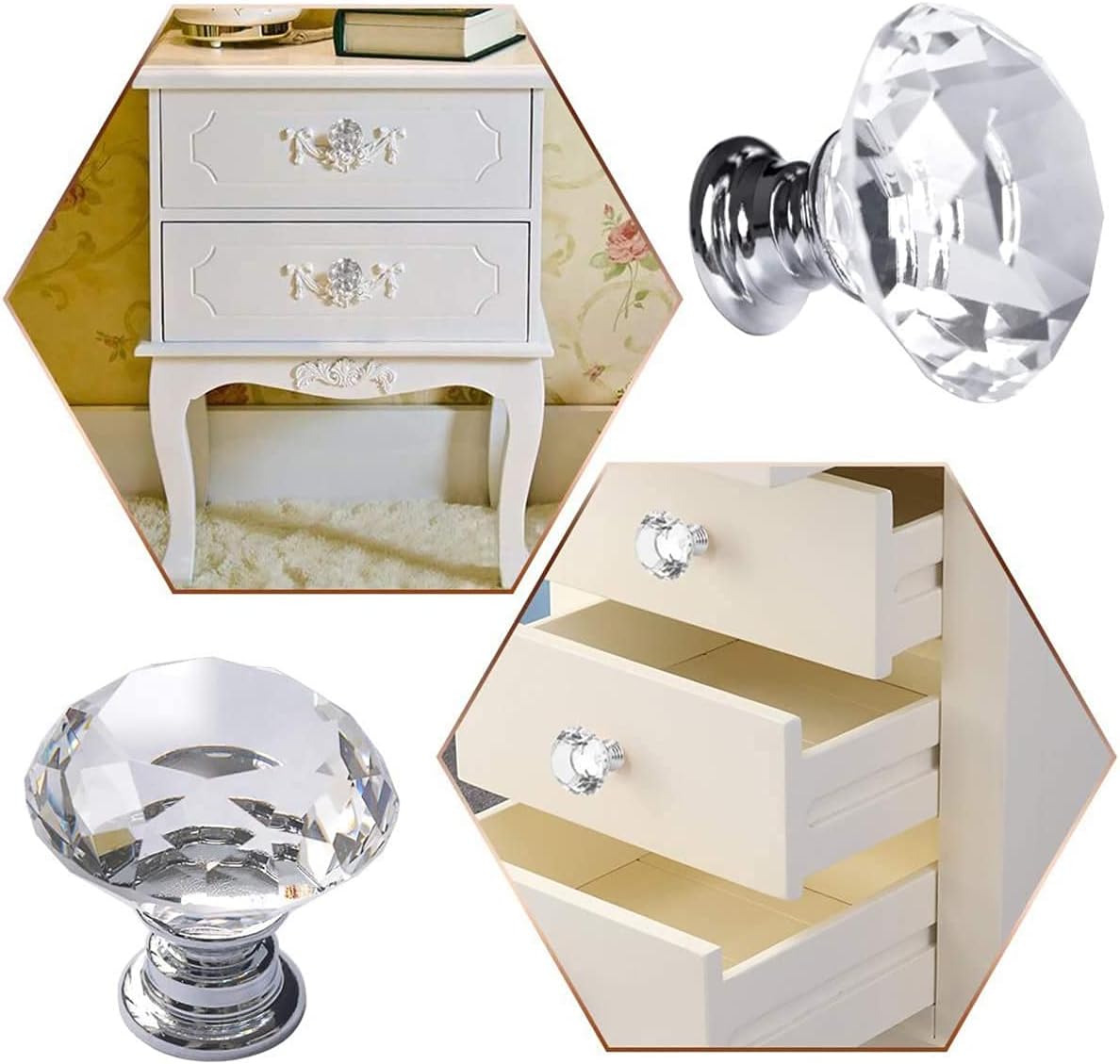Poignées De Tiroir En Cristal, 5 Pièces De 30 Mm En Verre Diamant Décoratif, Ensemble De Boutons De Commode, Mini Armoires, Kit De Poignées De Tiroir En Cristal à Facettes Pour Meubles