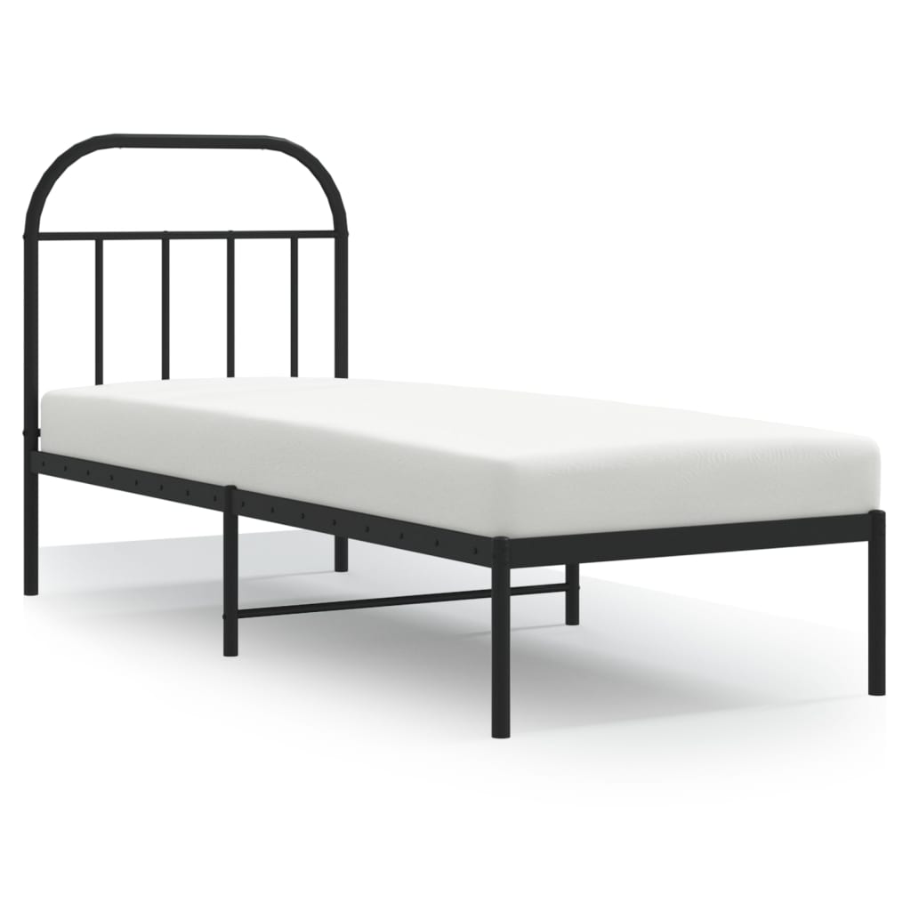 Łóżko Metalowe Rama Łóżka Ze Stelażem Do Pokoju Sypialni Czarna 75x190 cm