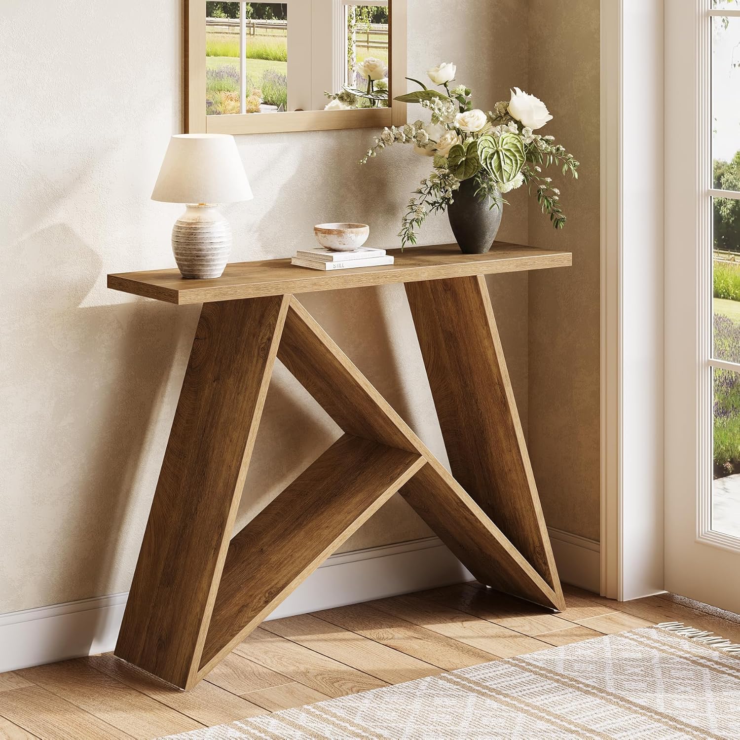 Table Console Tribesigns 105 Cm – Style Rustique – Bois Chêne – Pour Salon, Entrée, Canapé – Assemblage Facile