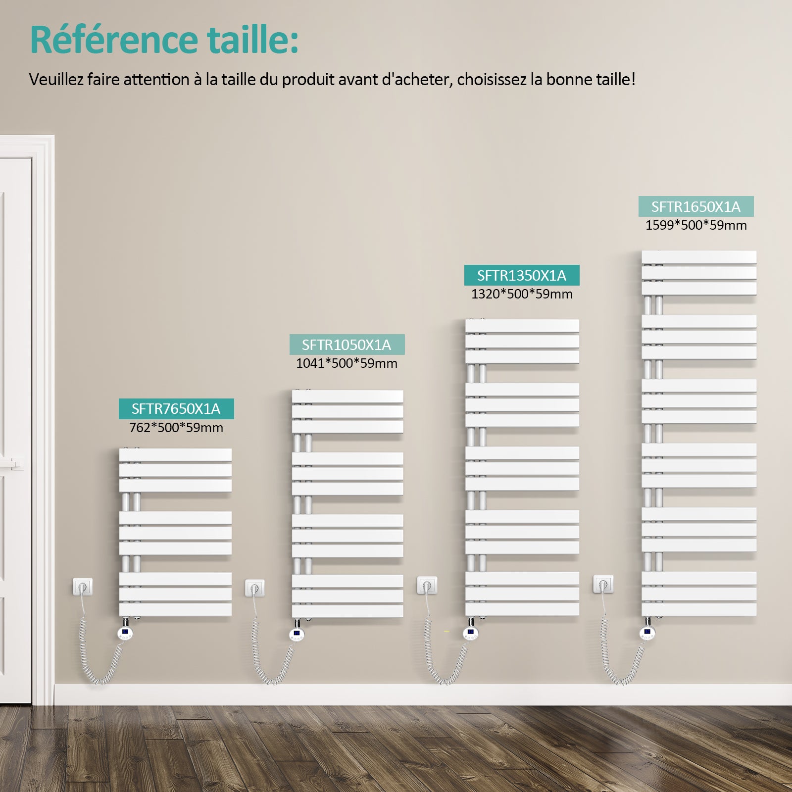 EMKE Sèche-serviettes Électrique 76 x 40 cm - Commande Intelligente avec Programmateur Hebdomadaire par APP - 400W - Blanc - 9