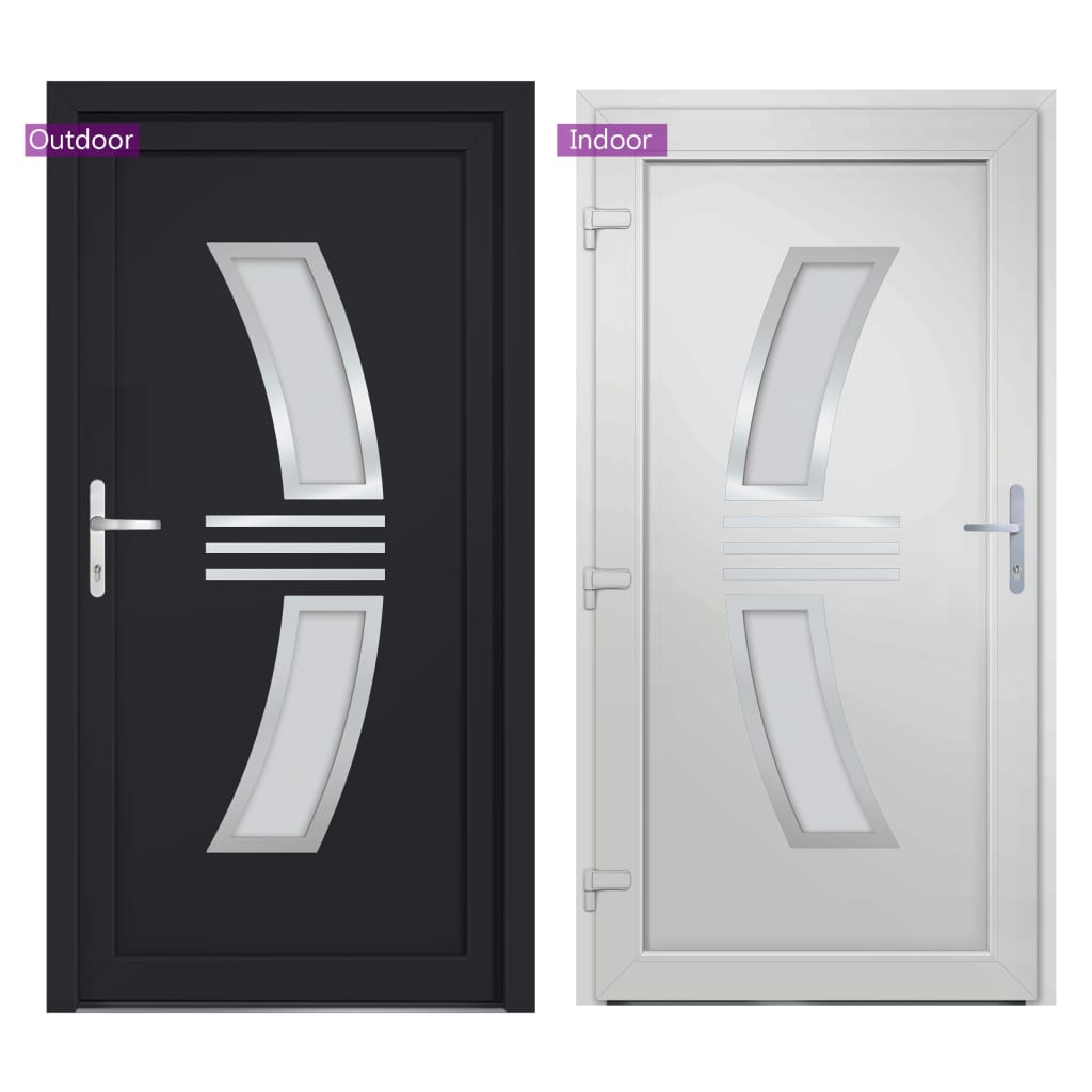 Puerta de entrada antracita 108x200 cm PVC - 5