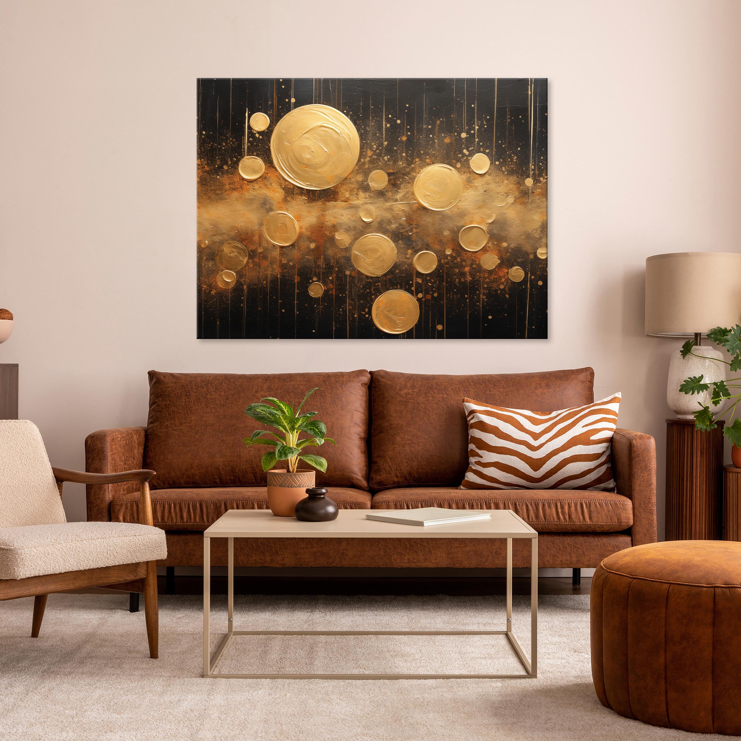 Impression sur Toile Abstraction Or Glamour Art Moderne 120x80 cm XXL Tableau Décoration Murale Intissée pour Salon Chambre pret a accroche - 2