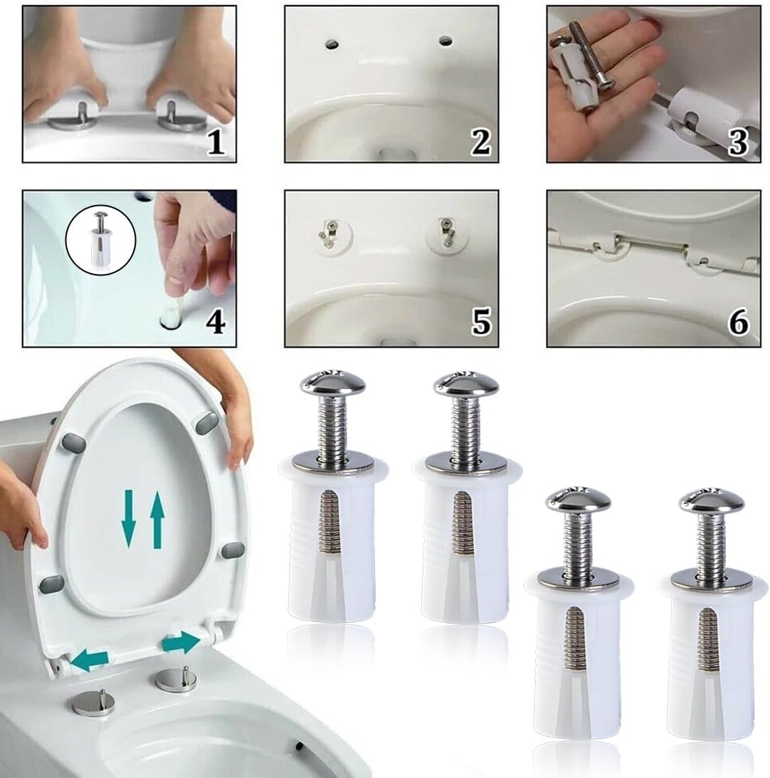 Lot de 4pcs Vis D'expansion pour Couvercle de Toilette Fixation