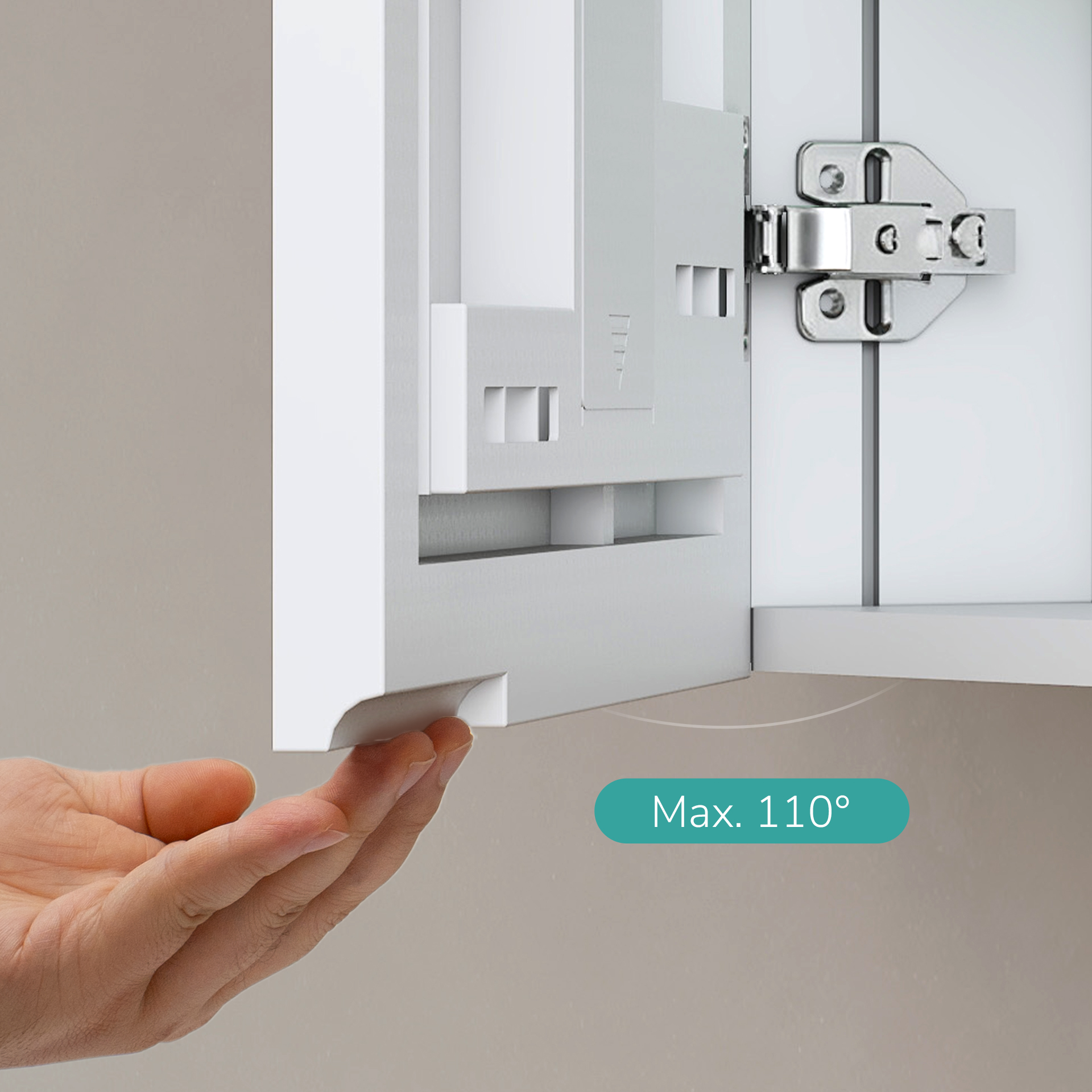 EMKE Armoire de Toilette Murale 60 x 65 x 14,5 cm – 2 Portes avec Rangement Intégré, Charnières Soft-Close, Blanc Mat - 6