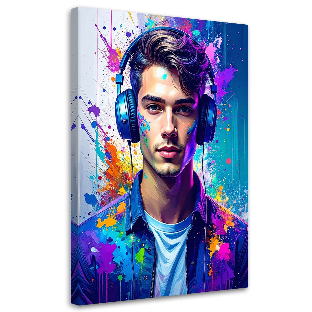 Obraz młodzieżowy, DJ Muzyka Modny Mężczyzna 80x120