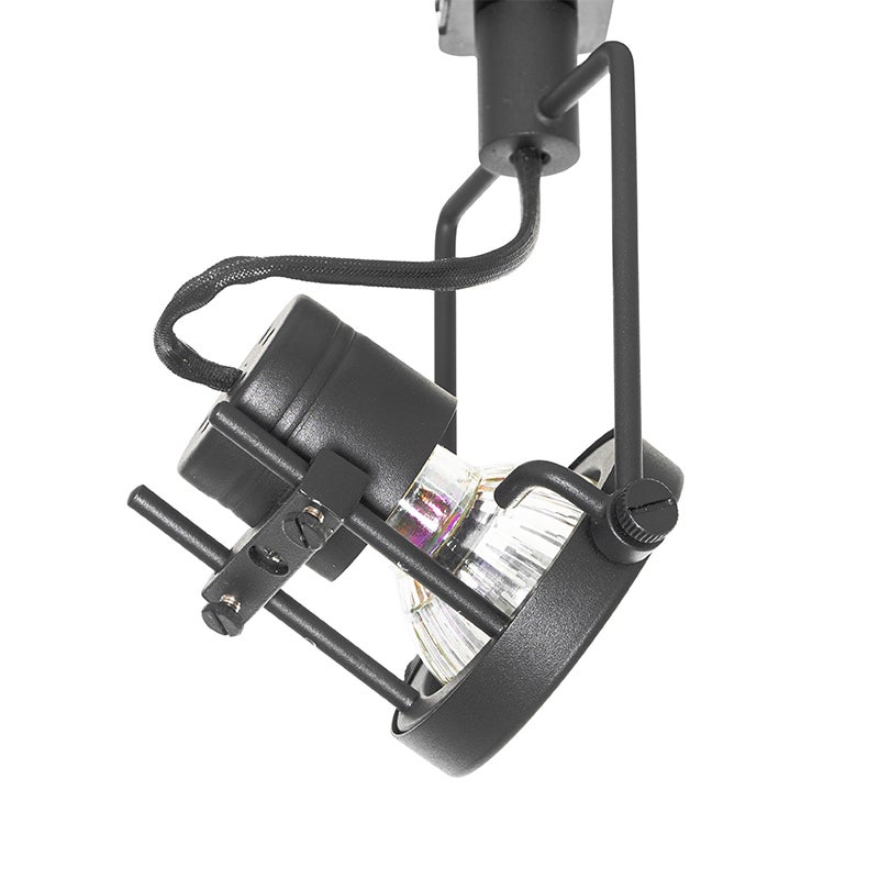 Système de rail luminaire plafond compatible pour led - industriel avec 3 spots monophasés noirs - Suplux - 6