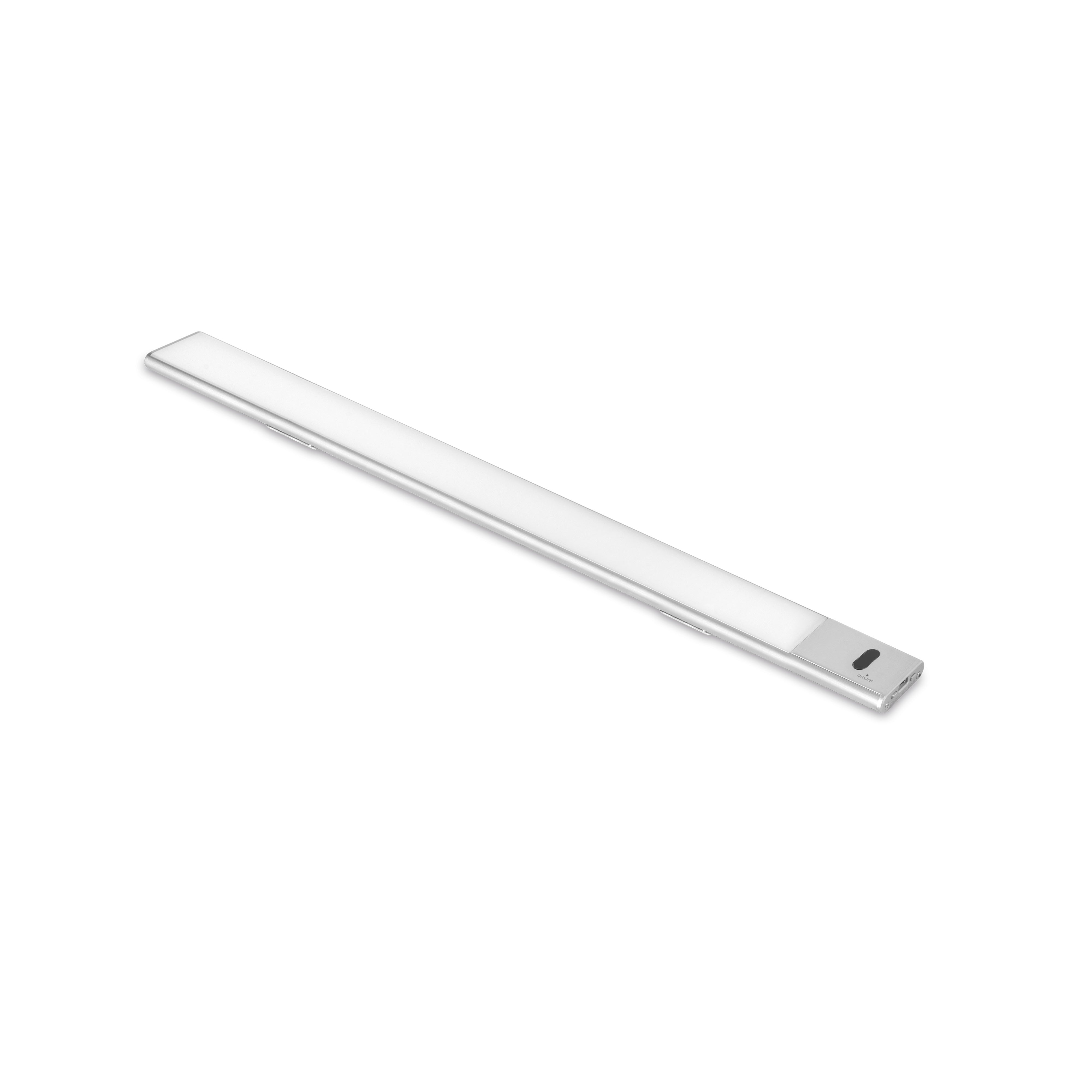 Emuca Lampka ścienna LED Kaus ładowana przez USB, z czujnikiem zbliżeniowym, L400 mm, Plastik i aluminium, Anodowany mat