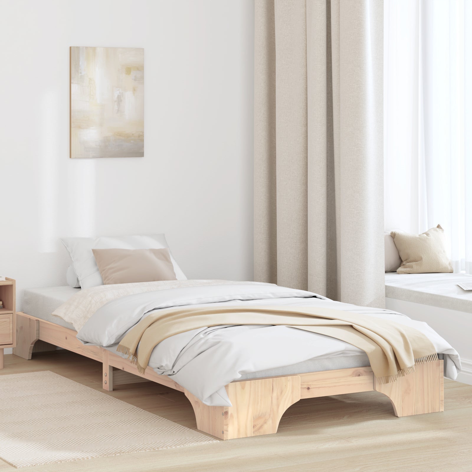 Ramka łóżka Naturalny 90 x 190 cm Lite drewno sosnowe vidaXL