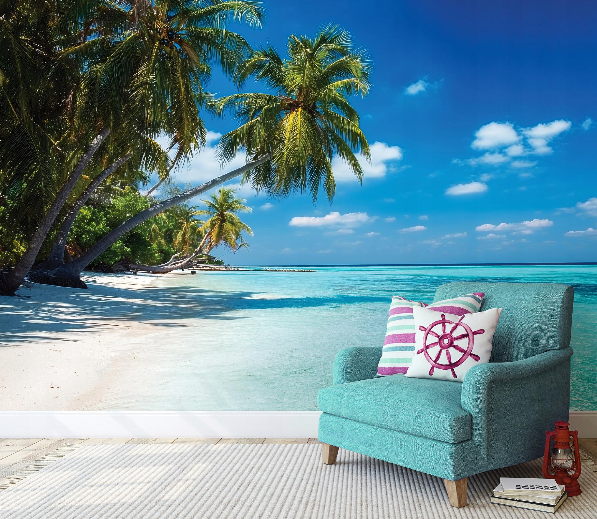 Fototapeta Plaża Palmy Krajobraz Tropikalny 300x210 cm Tapeta Do Sypialni Salonu Kuchni Na Flizelinie