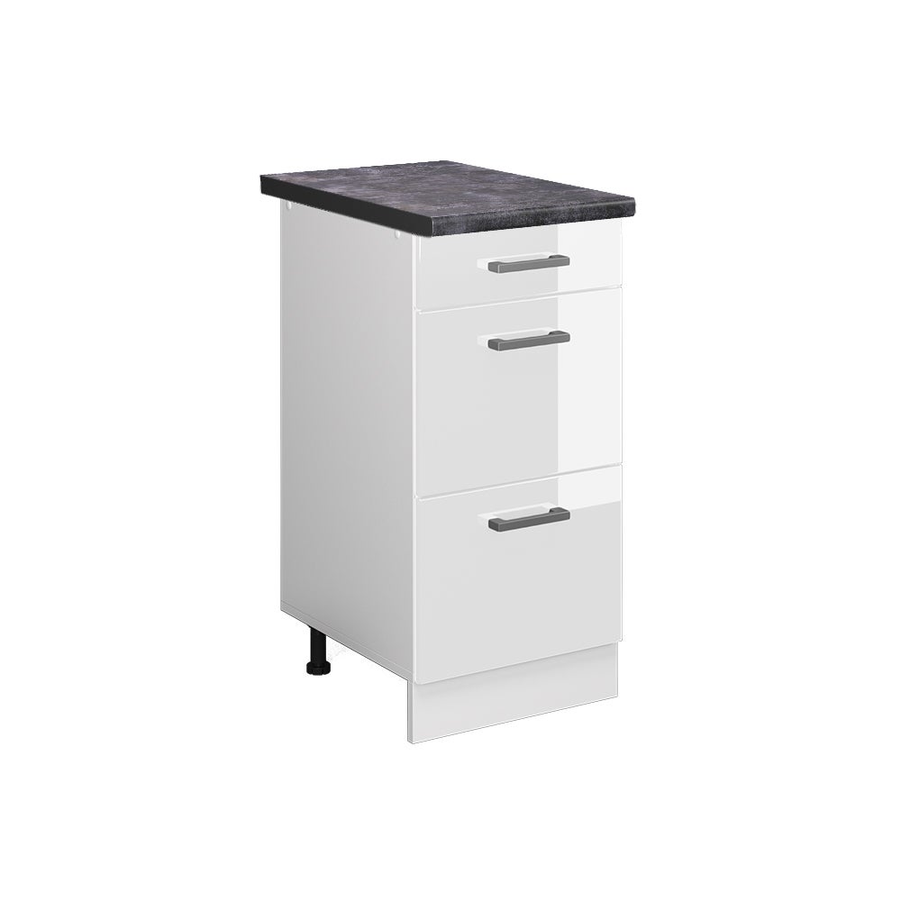Vicco Szafka dolna do kuchni R-Line, Biały wysoki połysk, 40 cm z szufladami, BP Antracyt