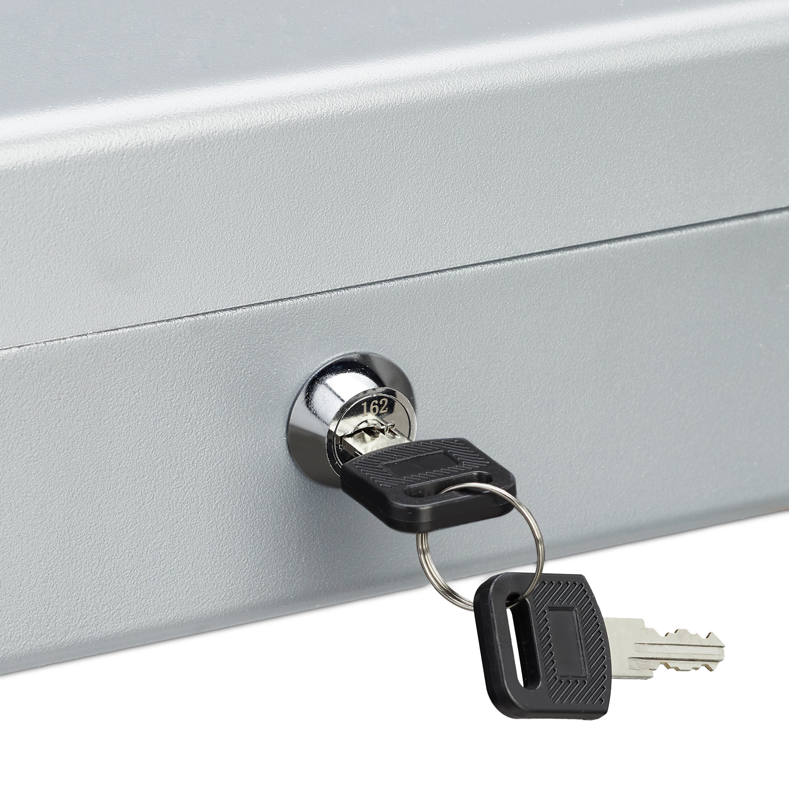 Relaxdays Caisse à monnaie, verrouillable, compartiments pour pièces et billets, fer, HLP 8,5 x 30,5 x 24,5 cm, argent - 8