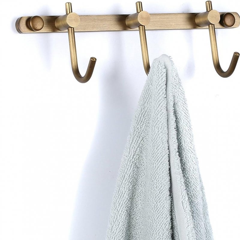 Wieszak na ubrania z 3 haczykami, antyczne wykonanie z mosiądzu, mocny uchwyt na ręczniki, odpowiedni do nowoczesnej łazienki lub kuchni w przedpokoj