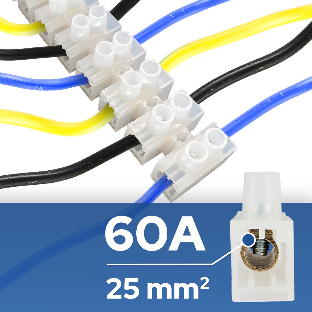 10x Listwa zaciskowa 12-torowa LTF do 25 mm², PVC, 60A/400V HOROZ